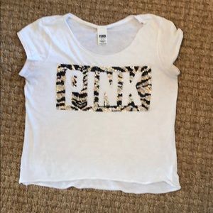 PINK Victoria Secret Zebra Sequin shirt